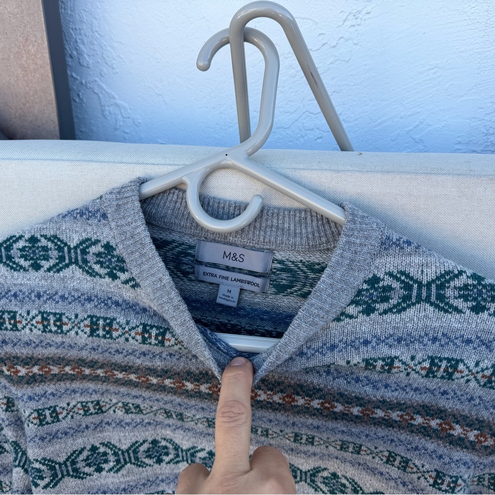 Gray Patterned Men's Sweater